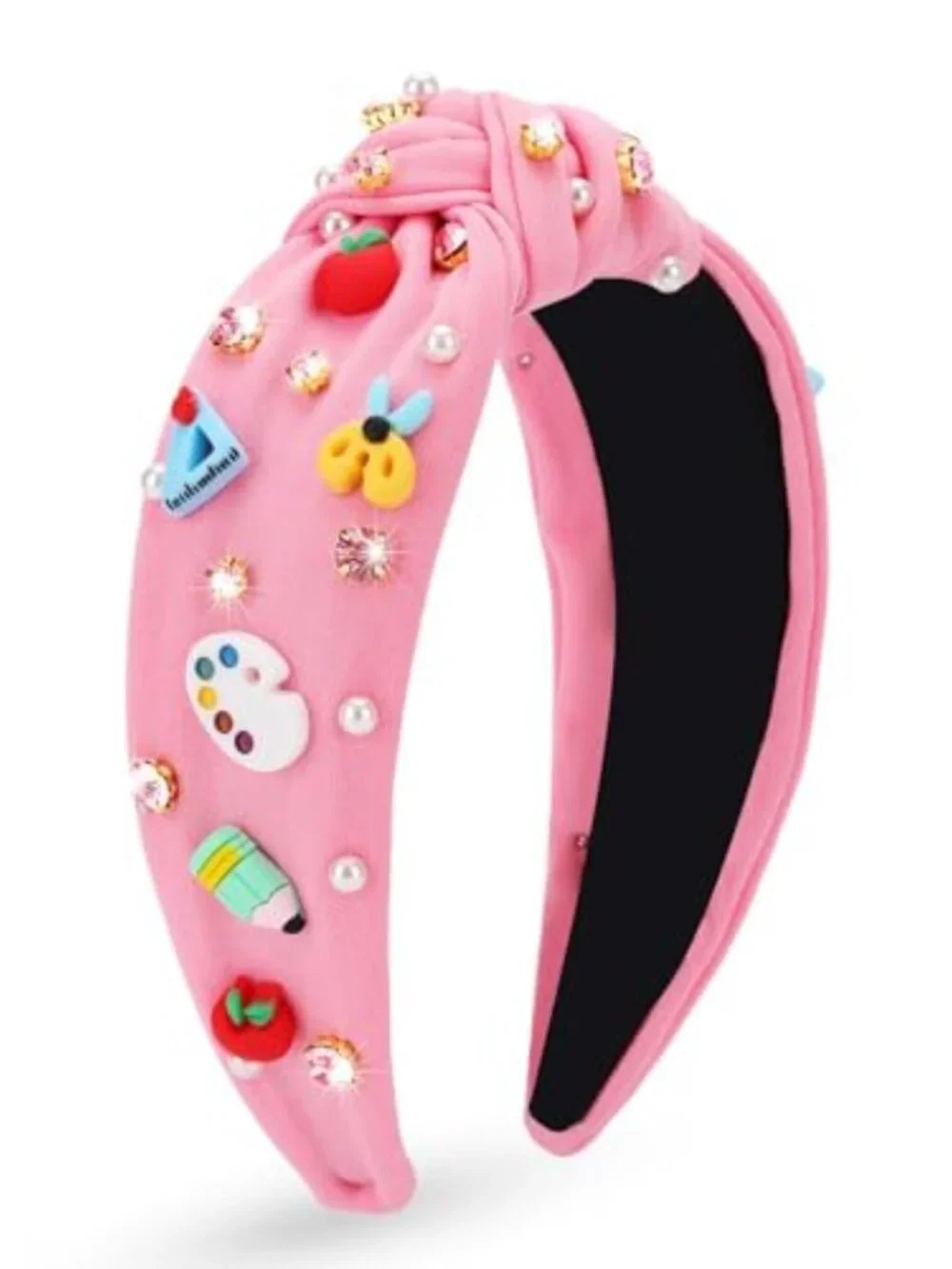 Teacher Pearl Rhinestone Back to School Knotted Headband Hair Accessory